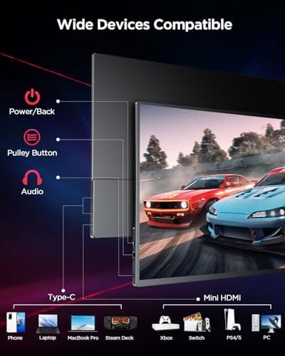 UPERFECT 2K 120Hz Portable Gaming Monitor, 16" 2560x1600 QHD 16:10 400 Nits Portable Monitor for Laptop w/VESA & Cover HDR FreeSync Eye Care External Second Screen for PC Phone Game Console 4