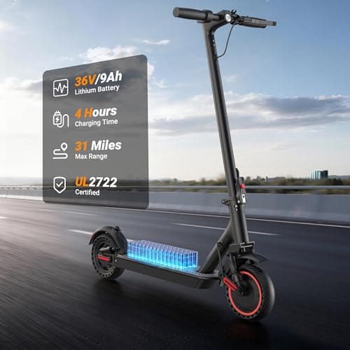 Electric Scooter for Adults, 500W Motor, 22MPH, 31 Miles Max Range, Dual Suspension, 10" Solid Tires, Foldable Commuter E-Scooter with App Control, Scooter with Phone Holder and Lock 3