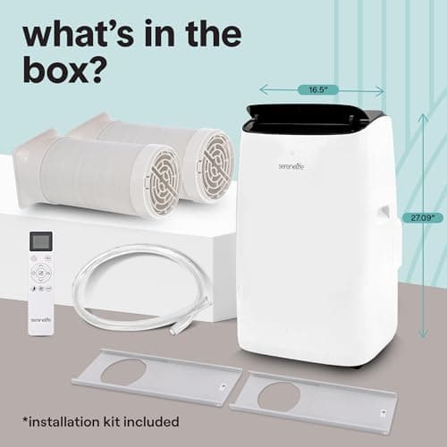 SereneLife 14000 BTU Ultra Quiet Portable Inverter Air Conditioner, Smart Cooling & Heating with WiFi, Energy Efficient, For Bedrooms, Living Spaces & Offices, 650 Sq Ft Coverage 2