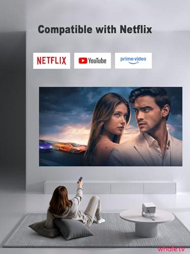 【Compatible with Netflix& 1800ANSI】Smart Projector with WiFi and Bluetooth, Auto Focus & Keystone Protable 4K Projector with Stand,Outdoor Home Theater Projector 2