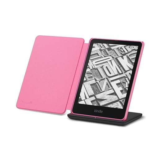 All-new Amazon Kindle Paperwhite Signature Edition Essentials Bundle including All-new Kindle Paperwhite Signature Edition (32GB) - Raspberry, Fabric Cover-Raspberry, and Wireless Charging Dock
