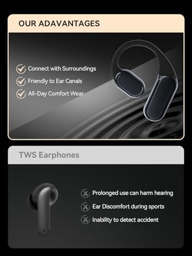 DEMICEA True Wireless Bone Conduction Earphones, OWS Open Ear Headphones with Earhooks, Bluetooth 5.3, Up to 60H Playtime with Case, IP68, AAC/SBC, for Cycling Yoga Workouts 4