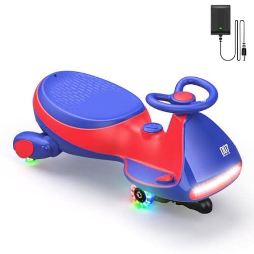 FanttikRide N7 Pro Electric Wiggle Car with Pedal, Rechargeable Battery, CyberWiggle, 2 in 1 Swing Car, 2 Speeds Max 4 Mph, Anti-Rollover, Flashing Wheels, Bluetooth, for Ages 3 and Up, 150 Lbs, Blue