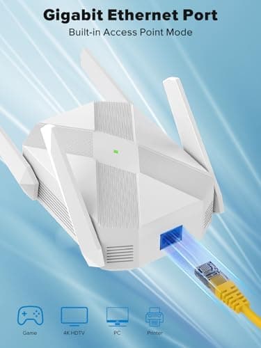 2026 AX3000 WiFi 6 Extender, WiFi Extender Signal Booster-Dual Band (2.4G/5.8G), Long Range WiFi Booster with Gigabit Ethernet Port, Access Point, No Required App, Easy Setup and Faster Speed (White) 5