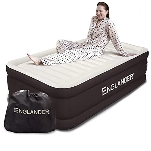 Englander Twin Air Mattress - Double High, 300 LB Capacity Luxury Camping Mattress with Built-in Pump, Microfiber, Waterproof
