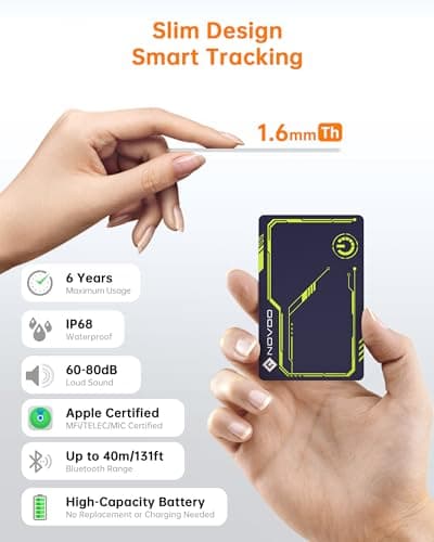NOVOO Tracker Card (iOS Only) Wallet Card with Apple Find My, Smart Card Bluetooth Tracker, 6 Years Battery, IP68 Waterproof, Keys Finder and Item Locator for Keys, Bags, Passport (BL) 2