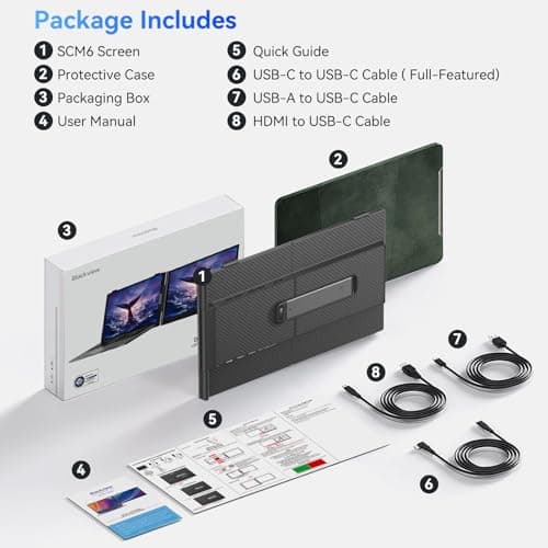 Blackview Laptop Screen Extender, 1.3lbs Ultra-Light & 0.17" Ultra-Slim, 14" FHD 1080P IPS Portable Laptop Monitor Extender, Travel Dual Monitor for 13-17",Plug & Play for Windows/Mac/Android/Switch 5