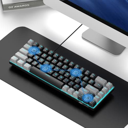 MageGee Portable 60% Mechanical Gaming Keyboard, MK-Box LED Backlit Compact 68 Keys Mini Wired Office Keyboard with Red Switch for Windows Laptop PC Mac - Black/Grey 4