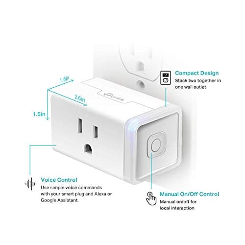 Kasa Smart Plug HS103P2, Smart Home Wi-Fi Outlet Works with Alexa, Echo, Google Home & IFTTT, No Hub Required, Remote Control,15 Amp,UL Certified, (Pack of 2) White 5