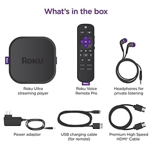 Roku Ultra | The Ultimate Streaming Device 4K/HDR/D. Vision/Atmos, Rechargeable Roku Voice Remote Pro, and More | Free & Live TV (Renewed) 5