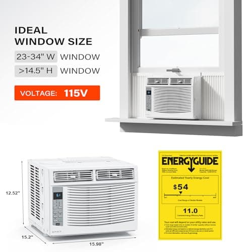 ROVSUN Smart 6000 BTU Window Air Conditioner with WiFi, Energy Saving Window AC Unit with Remote & App Control & Timer Function & Easy Install Kit, for Rooms up to 250 Square Feet, 115V/60Hz, White 3