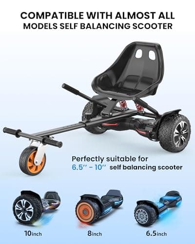 Gyroor K2 Balancing Scooter Go Kart Attachment for Kids & Adults, Adjustable Frame Length Balancing Scooter Seat Attachment for 6.5" 8" 10" Self Balancing Scooter 4