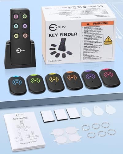 Esky Ultra Slim Key Finder, Remote Finders Locator with 80dB Sound and 6 Receivers, Wallet Tracker and Item Locators Beeper Tags for Finding Key, TV Remote, Wallet, Pets and Phone, Gifts for Women 5