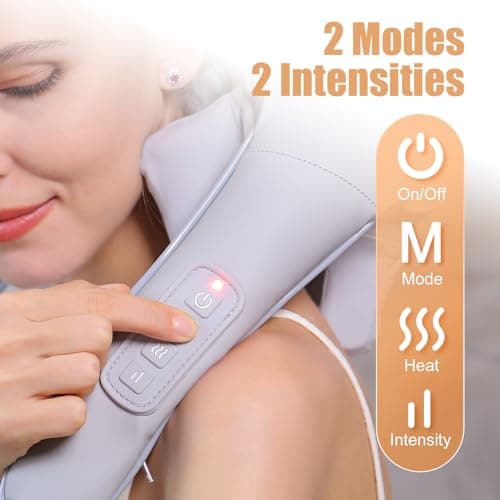 MASGRE Electric Shiatsu Back and Neck Massager, Cordless Shoulder Massager with Heat, Deep Tissue 3D Kneading Massage Pillow for Shoulder, Leg, Body Muscle Pain Relief, Gifts for Men Women 5