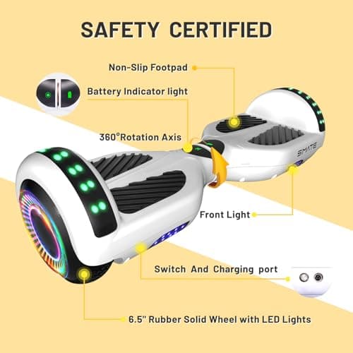 SIMATE Hoverboard, Bluetooth All Terrain Hover Boards with LED Lights and APP Control, Gifts for Kids Adults Girls Boys, for All Ages 5