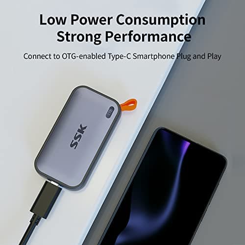 SSK Portable SSD 1TB External Solid State Drives, up to 1050MB/s USB C SSD External Hard Drive USB 3.2 Gen2 for iPhone 15/Pro, Windows, Mac, Android Phones and Tablets 2