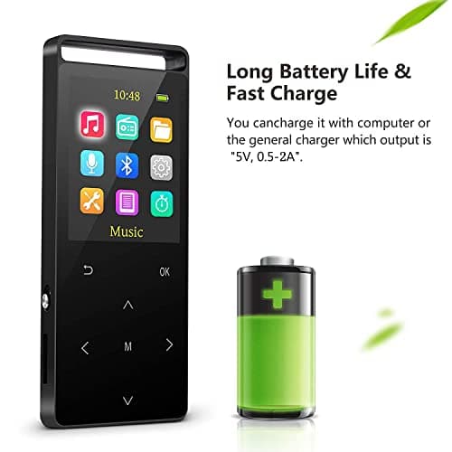 MP3 Player 64GB with Bluetooth Sport Armband,FM Record,Shuffle Play,Line-in rip Music,Voice Record,HiFi,Multifunction,Metal Shell 4