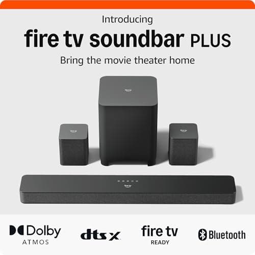 Amazon Fire TV Soundbar Plus with subwoofer and surround sound speakers (newest model), 5.1 channel, Dolby Atmos, clear dialogue 5