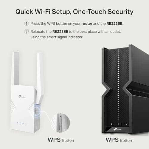 TP-Link BE3200 Wi-Fi 7 Range Extender RE223BE w/Ethernet Port | 3.2 Gbps Dual-Band Wireless Repeater | Internet Signal Booster for Home | Up to 2400 sq.ft, 64 Devices | MLO, EasyMesh | No 6 GHz Band 3