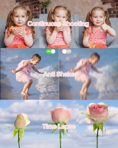 Digital Camera, Kids Camera with 32GB Card, FHD 1080P 44MP Vlogging Camera, 16X Zoom Point and Shoot Digital Camera Compact Portable Rechargeable Cameras for Teens Boys Girls Students Seniors-Pink 3