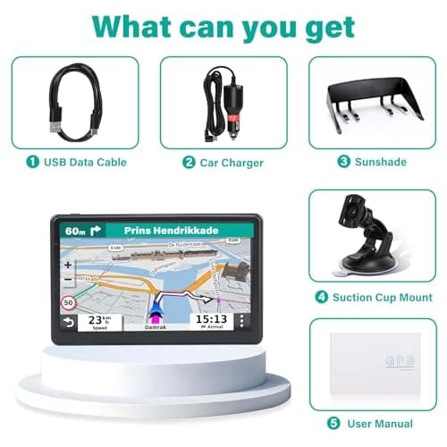 GPS Navigator for Car Truck RV, 7 Inch Touch Screen GPS for Car with 2025 Maps Free Lifetime Updates, Voice Turn-by-Turn Guidance, Speed Limit & Red Light Camera Alerts, Custom Truck Routing (Blue) 5