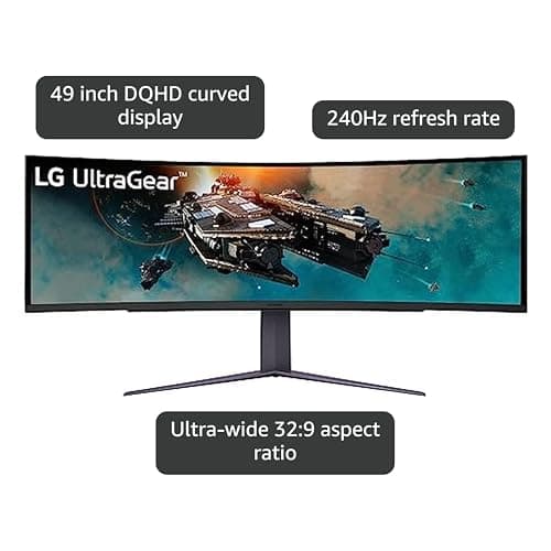 LG 49" Ultragear DQHD (5120x1440) Curved Gaming Monitor, 240Hz, 1ms, VESA DisplayHDR 1000, HDMI 2.1, DisplayPort, 4-Pole HP Out DTS HP:X, AMD FreeSync Premium Pro, Tilt/Swivel/Height Stand, Black 3