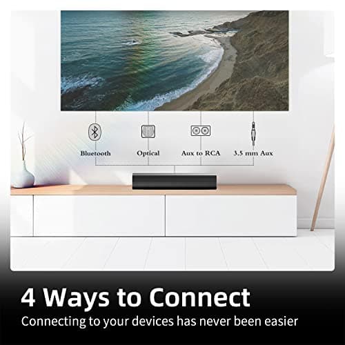 Sound Bars for TV 16-inch, Cinematic TV Sound Bar with Impactful Bass, Bluetooth Soundbar for TV with Remote Control, Wall Mountable TV Speakers Sound Bar Work with Traditional or Smart TV 3