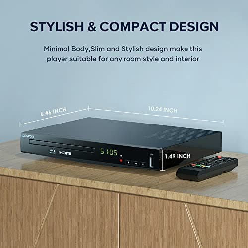 Blu Ray DVD Player,Full HD Blu-ray Disc Player CD Players with Easy Hook Up and User Friendly, 1080P Home Theater DVD Player with HDMI Output, Support HDD and USB Playback 4