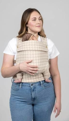 Mabē Monarch Ergonomic Baby Carrier – Premium Cotton Soft Structured Newborn to Toddler Carrier with Hip-Healthy Design, 3 Carry Positions (7-35lbs), Lightweight & Breathable, (Houndstooth) 2