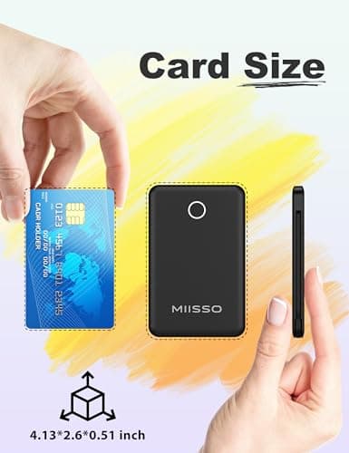 miisso 6000mah Ultra Slim Built in Cables Power Bank, Card Size Built in USB C Cords Battery Pack Portable Charger for Phones, 3 Output External Battery Pack Compatible with iPhone, Deep Black 2
