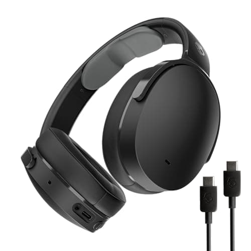Skullcandy Hesh ANC Wireless Over-Ear Bluetooth Headphones with Extra USB-C Charging Cable, Active Noise Canceling, 22 Hrs Battery, Foldable Lightweight Design, Microphone iPhone Android - True Black
