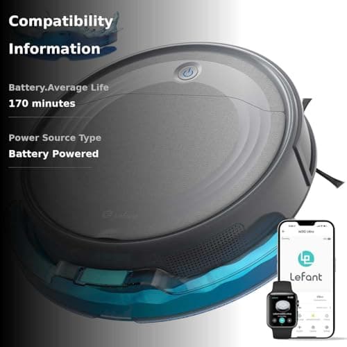 Lefant M310 Ultra Robot Vacuum and Mop, 6000Pa Suction-Slim Robotic Cleaner with ToF LiDAR Navigation, Accurate Obstacle Avoidance, WiFi/App/Alexa Control, 170min Runtime, for Pet Hair and Home 3