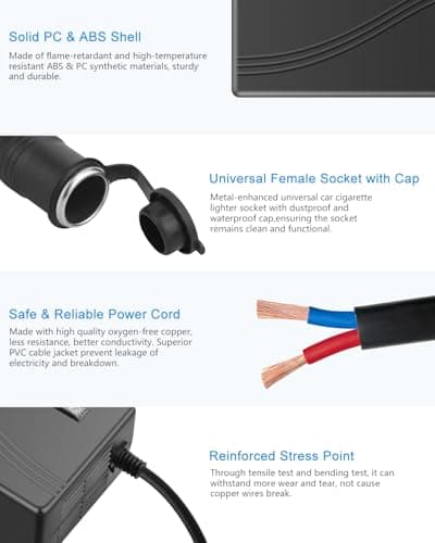 ALITOVE AC to DC Converter 110V to 12V 20.8A 250W(Pro Max) Car Plug to Wall Plug Adapter 120V AC to DC 12 Volt 20A 15A 10A Power Supply Adapter for Car Refrigerator Tire Inflator Vacuum Cleaner 5