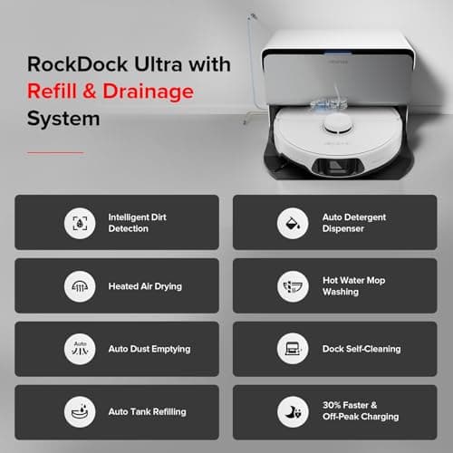 roborock S8 MaxV Ultra with Refill & Drainage System Robot Vacuum and Mop, Check Installation Space First, FlexiArm Design, Auto Mop Wash&Dry 10000Pa Suction, Obstacle Avoidance, 20mm Auto Mop Lifting 3