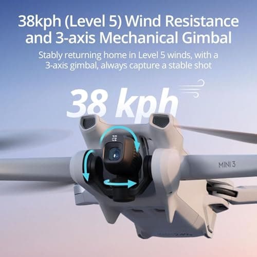 DJI Mini 3 (DJI RC), Lightweight 3x Mechanical Gimbal Drones with Camera for Adults 4K, 38-min Flight Time, up to 32800ft (10km) Video Transmission, Vertical Shooting, GPS Auto Return Integrated 2