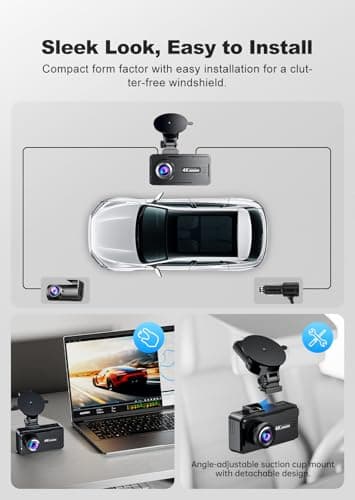 JOMISE 4K Dash Cam Front and Rear with 5Ghz WiFi GPS, Dual Dashcam with 64GB Card, 3" Screen, Night Vision, 24H Parking Mode – Reliable Dash Camera for Family Cars, Rideshare Drivers, and Trucks 4