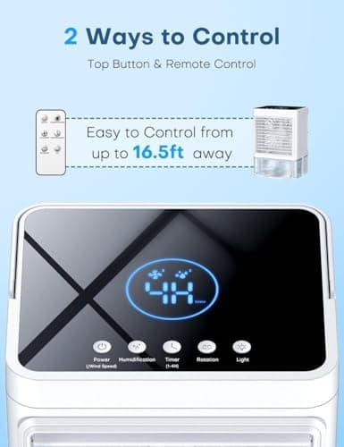 COOLECH Small Air Conditioner w/ 3 Speeds&3 Modes, Remote, 1100ML Tank Humidifier, 8-Cube Ice Tray, 120° Oscillating, 4 IN 1 Portable Air Conditioners, 7-Color Light, 4H Timer Desk AC Unit for Bedroom 3