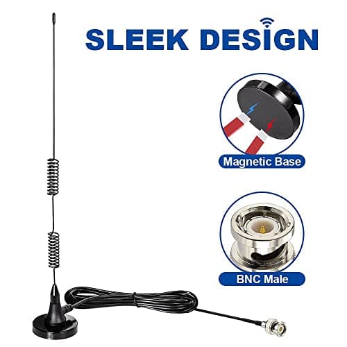 Bingfu 20-1300MHz Police Scanner Antenna 2-Pack Magnetic Base HF VHF UHF Two Way Ham Radio BNC Male Antenna Compatible with Uniden Bearcat Whistler Radio 3