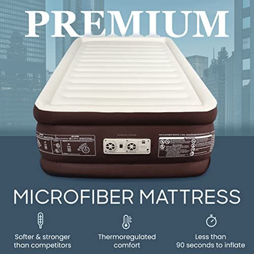 Englander Twin Air Mattress - Double High, 300 LB Capacity Luxury Camping Mattress with Built-in Pump, Microfiber, Waterproof 3