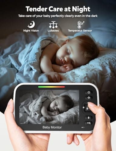 GoodBaby Baby Monitor with Camera and Audio - No WiFi, Remote Pan-Tilt-Zoom, Night Vision, Temperature Sensor, 2-Way Talk, 8 Lullabies, 30-Hour Battery Life，960ft Long Range 4