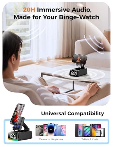 Bluetooth Speaker White Elephant Gifts:Induction Cell Phone Stand HD Sound Gift for Men Women Adults Birthday Christmas Secret Santa,Kitchen Gadget Mom Wife Dad Husband Teen Stocking Stuffers(Black) 5