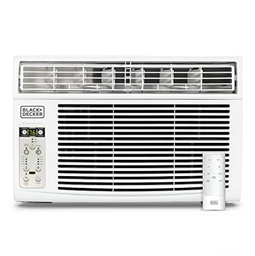 BLACK+DECKER Window Air Conditioner 8000 BTU, AC Window Unit Cools Up to 350 Square Feet, Window AC Unit with Remote Control, 3 Cooling Speeds and Fan Only Function, BD08WT6, White