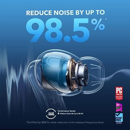 Soundcore by Anker Liberty 4 NC Wireless Earbuds, 98.5% Noise Reduction, Adaptive Noise Cancelling to Ears and Environment, Hi-Res Sound, 50H Battery, Wireless Charging, Bluetooth 5.3 2