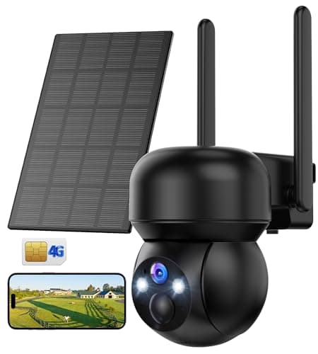 4G LTE Cellular Solar Security Camera Outdoor: No WiFi Solar Powered Security Camera Outdoor Built in SIM Card 2K Battery Wireless Cameras for Home Surveillance Outside 360° Live View Motion Detection