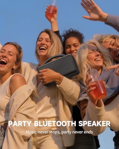 DINDIN Portable Bluetooth Speaker: 80W (Peak), 20H Playtime, Loud Wireless Wood Speakers with Bass, AUX and USB Input, Subwoofer, TWS Pairing, Vintage Speaker for Outdoor, Home, Office (Black) 4