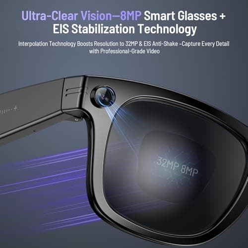 Smart Glasses with Camera, 800w Anti-Shake Camera Glasses, Ai Real-Time Translation, Ai Object Recognition, Voice Assistant, IP67 Sunglasses for Men Women Suitable for Driving and Outdoor Activities 2