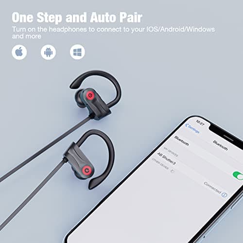 Boean Bluetooth Headphones, Wireless Headphones with 16 Hours Playtime Bluetooth 5.3 Wireless Earbuds HD Deep Bass Stereo Sound Isolation IPX7 Waterproof Earphones for Workout Running Sports 3