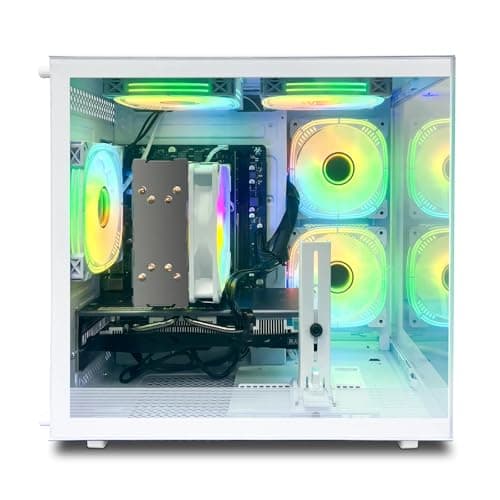 suevery Desktop Computers,32G RAM,1TB NVMe SSD,Core i5-12400F,RTX 3050 6G,Prebuilt Gaming PC,Tower Computer Gamer,Work,VR,4K,Home and Business WiFi 6 White 4
