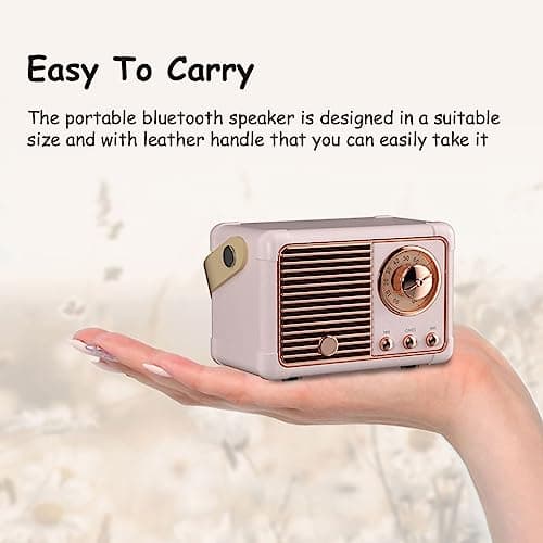Baolira Retro Bluetooth Speaker, Portable Wireless Speaker with Crystal Clear Stereo Sound Rich Bass, Best Birthday Gifts Ideas for Women Teenage (Pink) 5