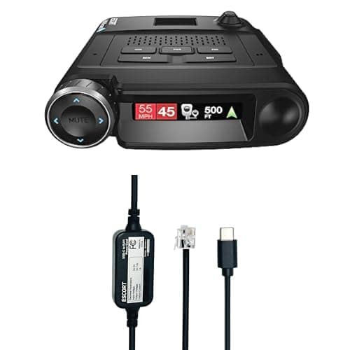 Bundle of MAXcam 360c Laser Radar Detector and Dash Camera + Escort USB-C to RJ11 Radar Power Cord